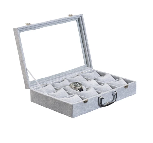 12 relojes velour gris - 35 x 24 x 8.5